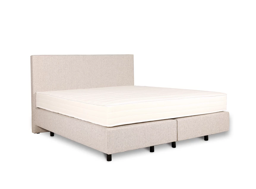 Boxspring Recor Bedding Ciro oesterwit Cube box vlak 140cm - schuin aanzicht
