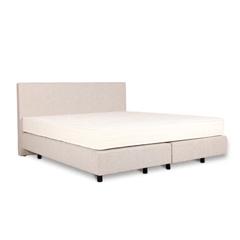 Boxspring Recor Bedding Ciro oesterwit Cube box vlak 180cm - schuin aanzicht