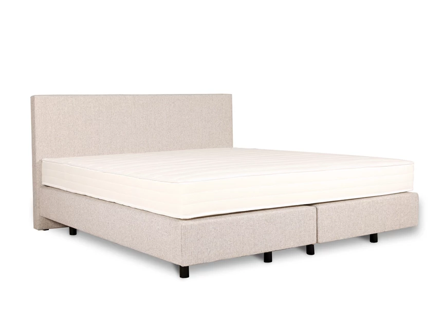 Boxspring Recor Bedding Ciro oesterwit Cube box vlak 180cm - schuin aanzicht