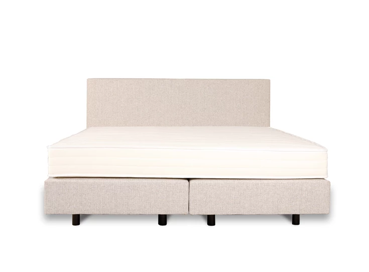 Boxspring Recor Bedding Ciro oesterwit Cube box vlak 180cm - recht aanzicht