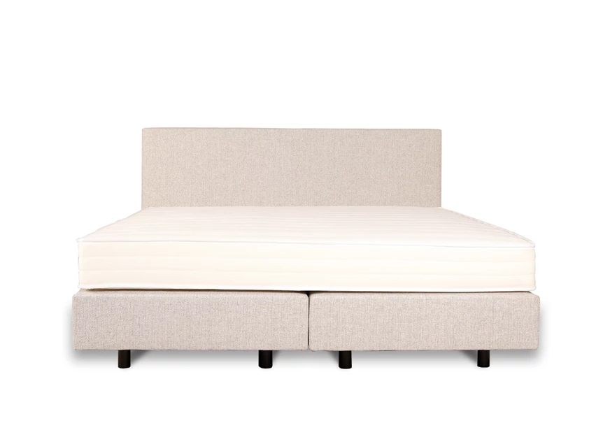 Boxspring Recor Bedding Ciro oesterwit Cube box vlak 180cm - recht aanzicht