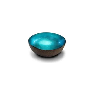 Cocosbowl Noya- metallic turquoise leaf- 14cm- 5956021