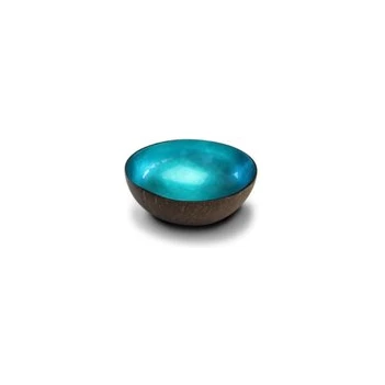Cocosbowl Noya- metallic turquoise leaf- 14cm- 5956021