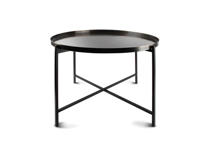 825120 rond salt and pepper grijs set van 2 bijzettafels s&p geborsteld zwart patio metaal