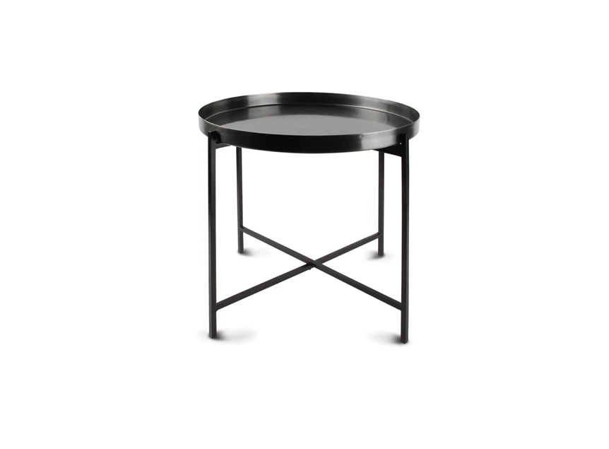 825120 rond set van 2 bijzettafels s&p geborsteld zwart patio metaal salt and pepper grijs