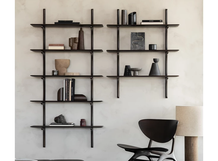 Sfeerfoto Wandrek Mahogany Pi Dark Brown Wall Shelf 29788 Ethnicraft