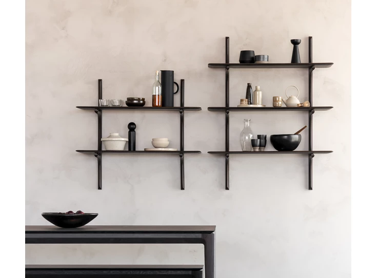 Sfeerfoto Wandrek Mahogany Pi Dark Brown Wall Shelf 29787 Ethnicraft