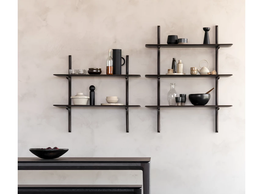 Sfeerfoto Wandrek Mahogany Pi Dark Brown Wall Shelf 29787 Ethnicraft