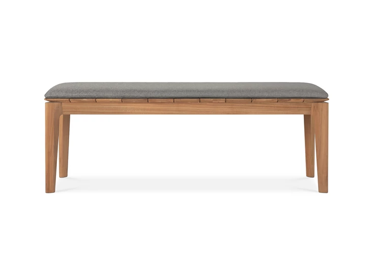 Front Eetkamerbank Teak Bok Outdoor Bench Mocha Fabric 10382 Ethnicraft