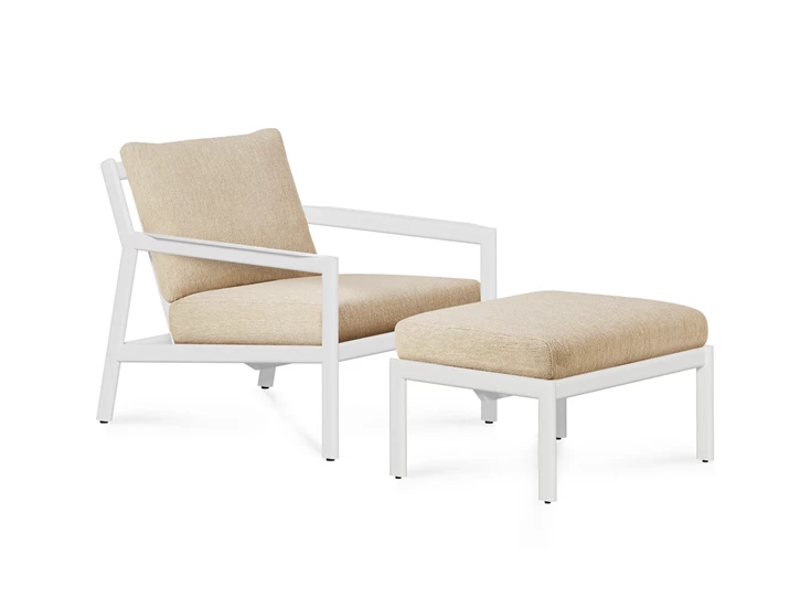 Set Voetensteun Jack Outdoor Footstool Aluminium White Natural 60147 Ethnicraft