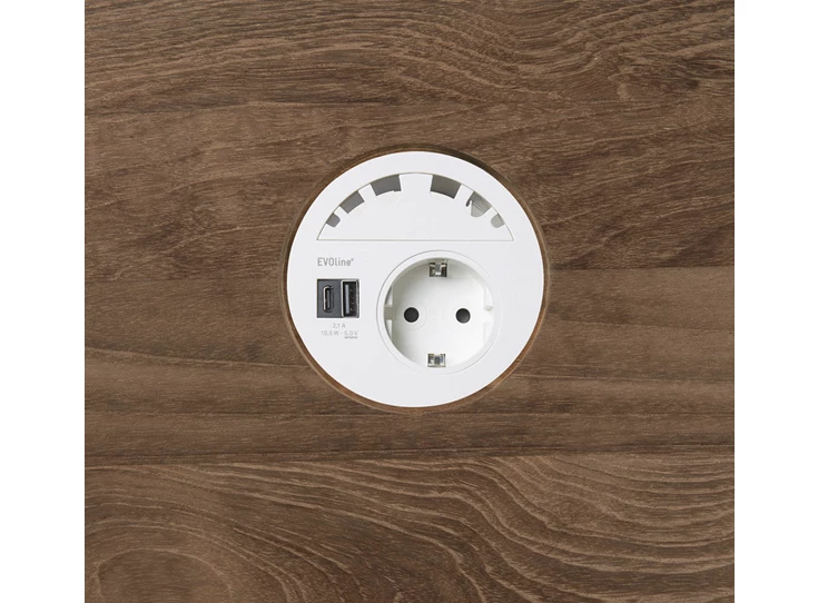 Teak Power Circle White CEE7/5 26290 Ethnicraft