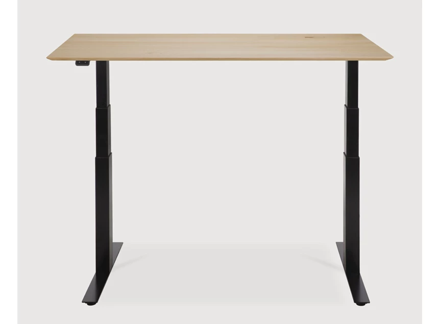 Omhoog Verstelbare bureau Oak Bok Adjustable Desk Black Base 26105 Ethnicraft