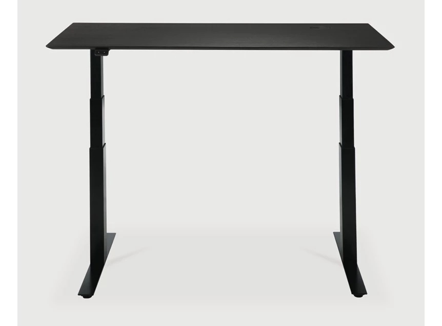 Omhoog Verstelbare bureau Oak Bok Adjustable Desk Black Top Black Base 26165 Ethnicraft