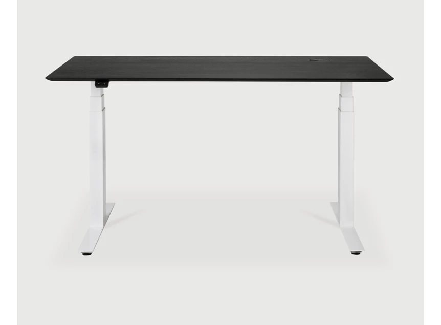 Verstelbare bureau Oak Bok Adjustable Desk Black Top White Base 26167 Ethnicraft