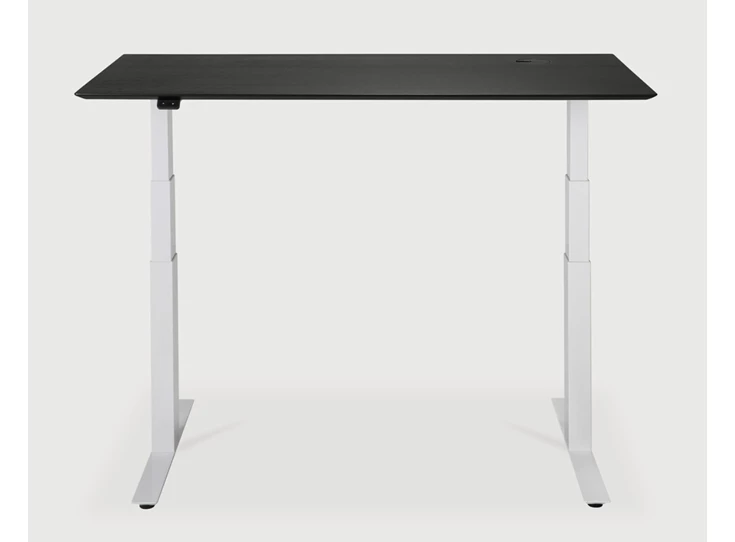 Omhoog Verstelbare bureau Oak Bok Adjustable Desk Black Top White Base 26167 Ethnicraft