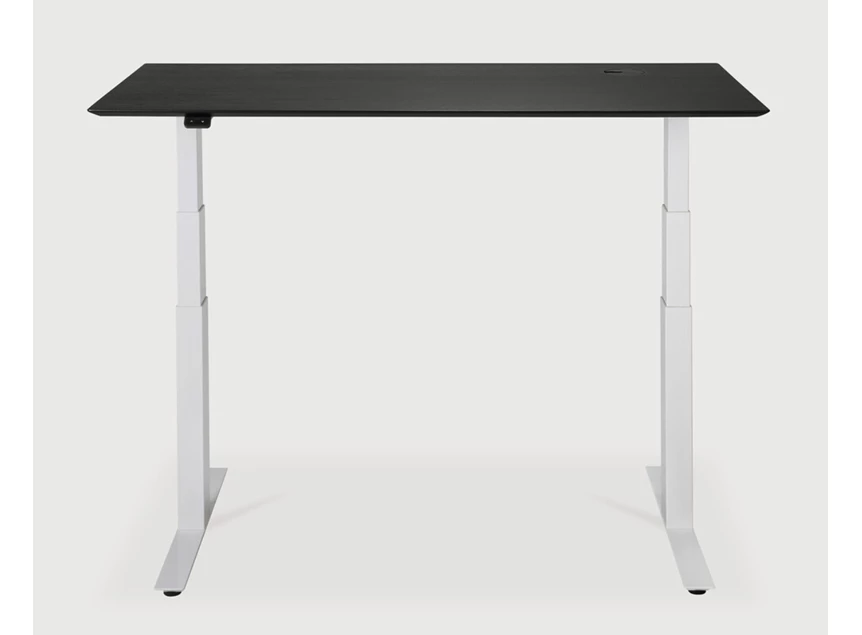 Omhoog Verstelbare bureau Oak Bok Adjustable Desk Black Top White Base 26167 Ethnicraft
