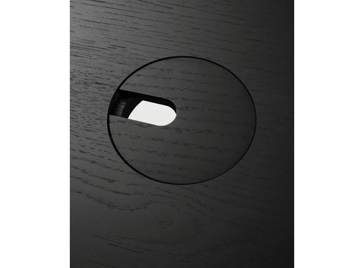 Kabeldoorvoer Verstelbare bureau Oak Bok Adjustable Desk Black Top White Base 26167 Ethnicraft