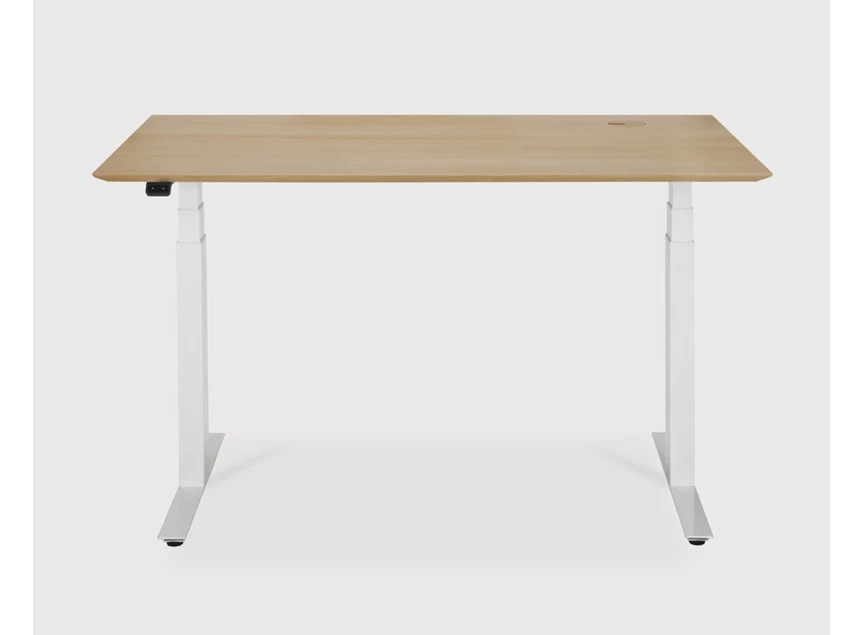 Verstelbare bureau Oak Bok Adjustable Desk White Base 26107 Ethnicraft
