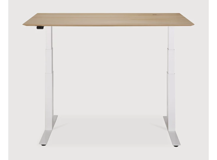 Omhoog Verstelbare bureau Oak Bok Adjustable Desk White Base 26107 Ethnicraft