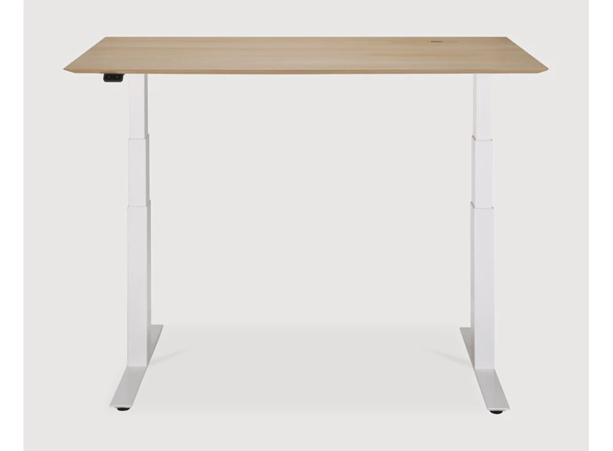 Omhoog Verstelbare bureau Oak Bok Adjustable Desk White Base 26107 Ethnicraft