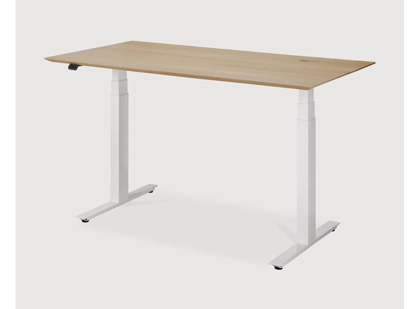 Zijkant Verstelbare bureau Oak Bok Adjustable Desk White Base 26107 Ethnicraft