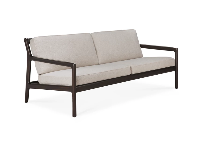 Salon Mahogany Jack Dark Brown 2 Seater Ivory Fabric Ethnicraft