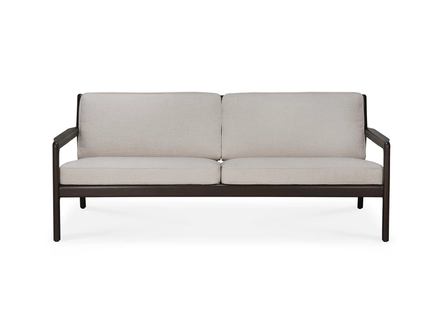 Front Salon Mahogany Jack Dark Brown 2 Seater Ivory Fabric Ethnicraft