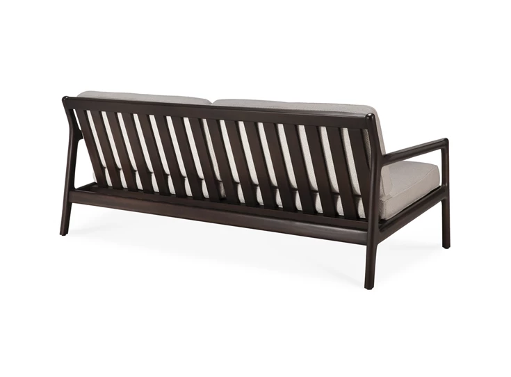 Achterkant Salon Mahogany Jack Dark Brown 2 Seater Ivory Fabric Ethnicraft