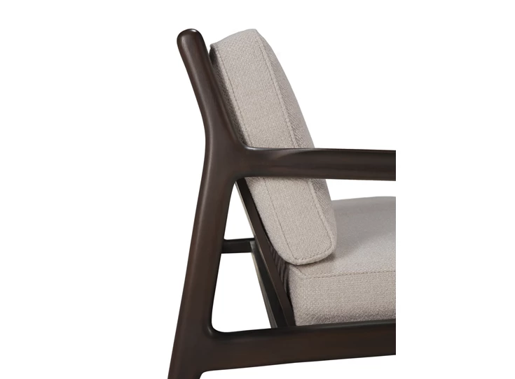 Zijkant Salon Mahogany Jack Dark Brown 2 Seater Ivory Fabric Ethnicraft