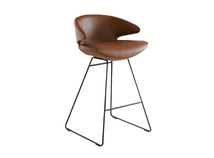 Barstoel Morisot Sled Base Low leder cognac Joli