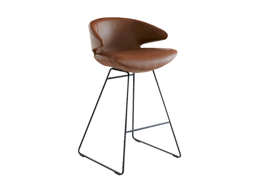 Barstoel Morisot Sled Base Low leder cognac Joli