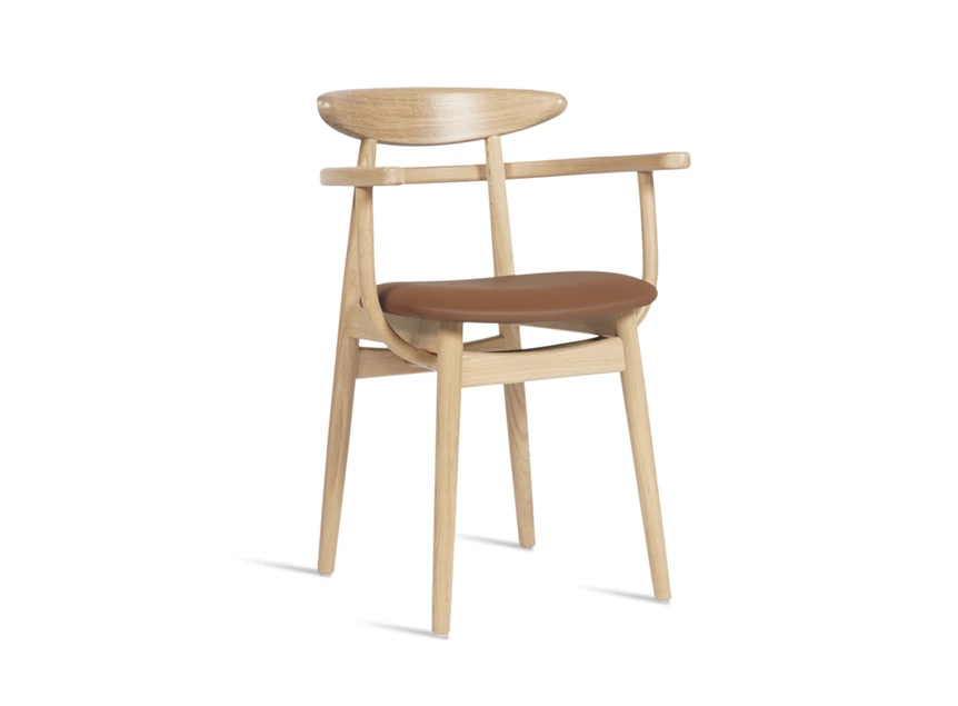 Armstoel Teo Natural Oak Upholstered Chestnut Vincent Sheppard