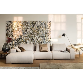 Hoeksalon Lexus met longchair stof zand Passe Partout