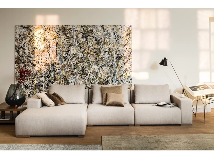 Hoeksalon Lexus met longchair stof zand Passe Partout