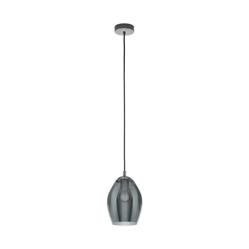 39564 hanglamp estanys gestoomd glas eglo zwart staal e27