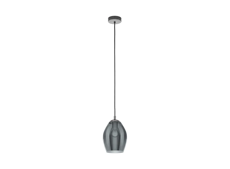 39564 hanglamp estanys gestoomd glas eglo zwart staal e27