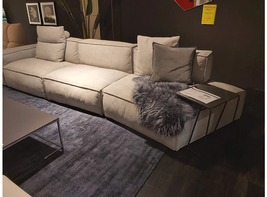 Schuin afsluitelement Salon Astor stof Ornellaia Light Grey Franco Ferri