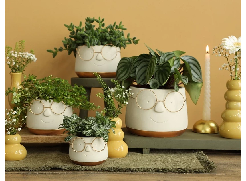 pot met bril- goud- Ø12 H9cm- sfeerbeeld