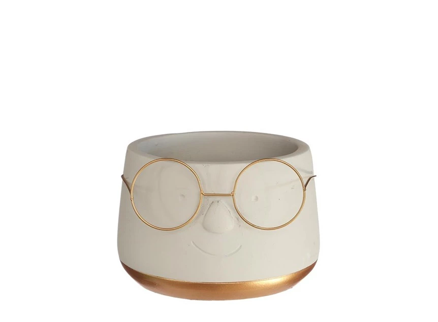 Pot met bril- goud- Ø13,5 H10,5cm- 33098