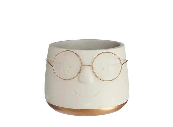 Pot met bril- goud- Ø16 H11,5cm- 33099