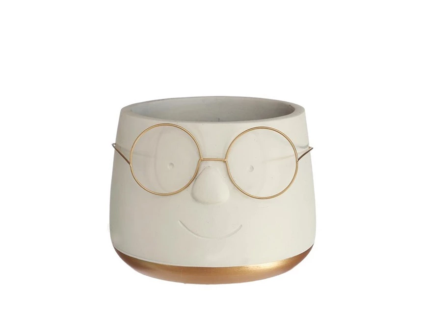 Pot met bril- goud- Ø16 H11,5cm- 33099