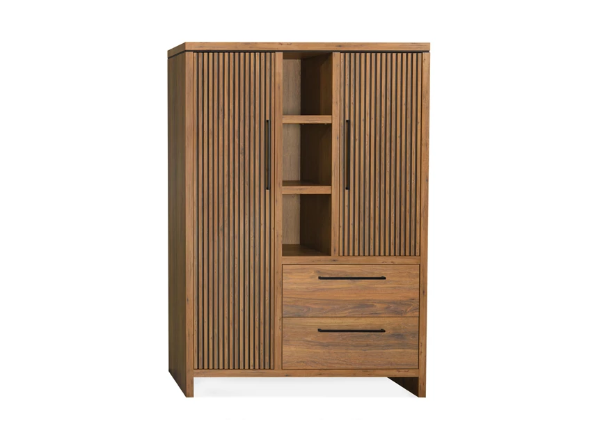 5196 Wandkast Madura 2 deuren 2 laden 3 open vakken sheesham lamulux