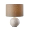 1G120.169 tafellamp beige keramiek voet reliƫf lichtgrijze stoffen kap italiaans design l'oca nera