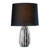 1G119.167 italiaans design tafellamp l'oca nera keramieken voet zwart beige strepen stoffen kap