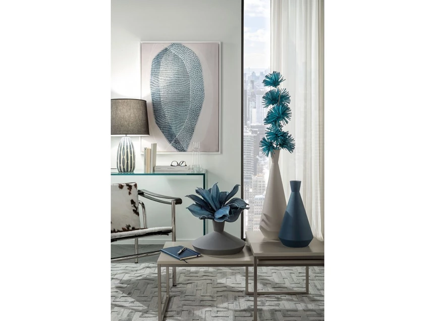 1G119.167 italiaans design zwart beige strepen stoffen kap tafellamp l'oca nera keramieken voet