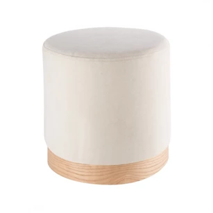 1A114.29 poef beige stof zacht l'oca nera italiaans design natural wood pouf natural wood