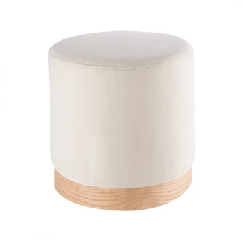 1A114.29 poef beige stof zacht l'oca nera italiaans design natural wood pouf natural wood