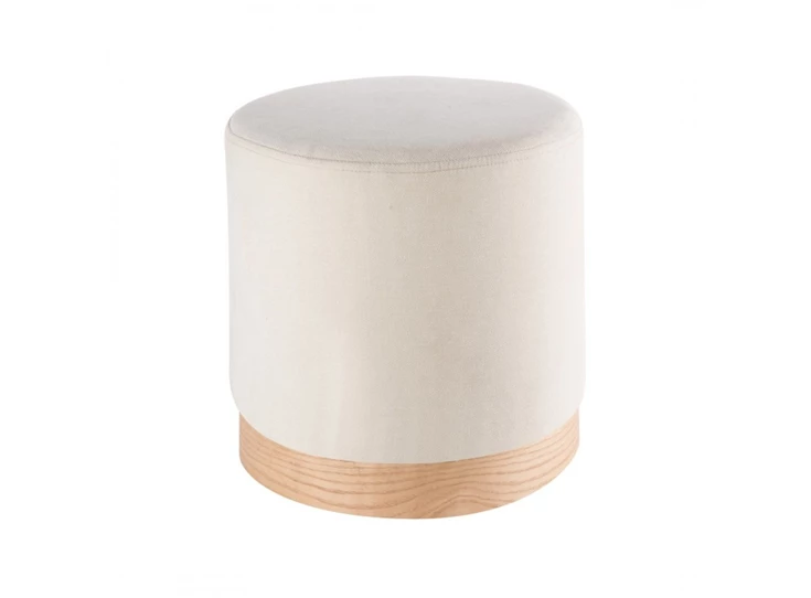 1A114.29 poef beige stof zacht l'oca nera italiaans design natural wood pouf natural wood