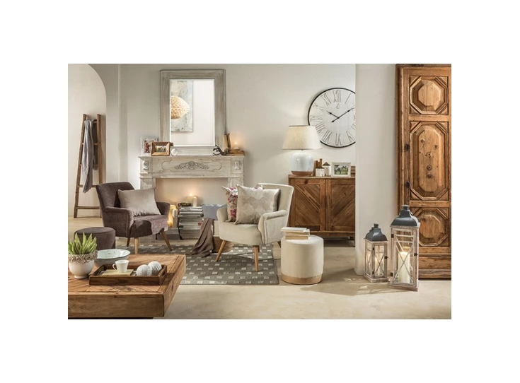 1A114.29 poef natural wood pouf natural wood beige stof zacht l'oca nera italiaans design