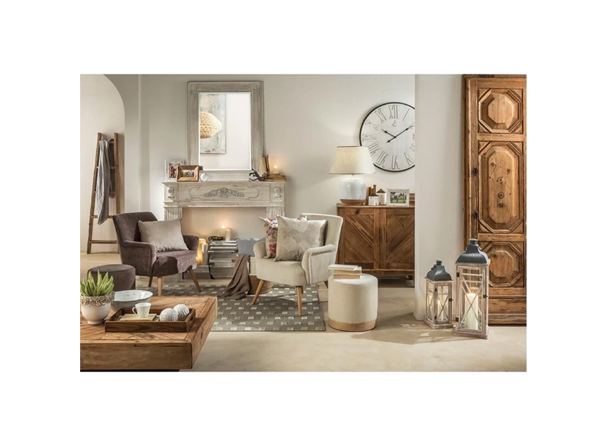 1A114.29 poef natural wood pouf natural wood beige stof zacht l'oca nera italiaans design